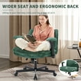 thumbnail image 3 of Criss Cross Chair with Wheels and Adjustable Flip-Arms, Cross Legged Office Chair with Thick Cushion, Wide Makeup Vanity Chair, Comfy Swivel Desk Chair for Home Office, Apartment, Bedroom, Green, 3 of 10