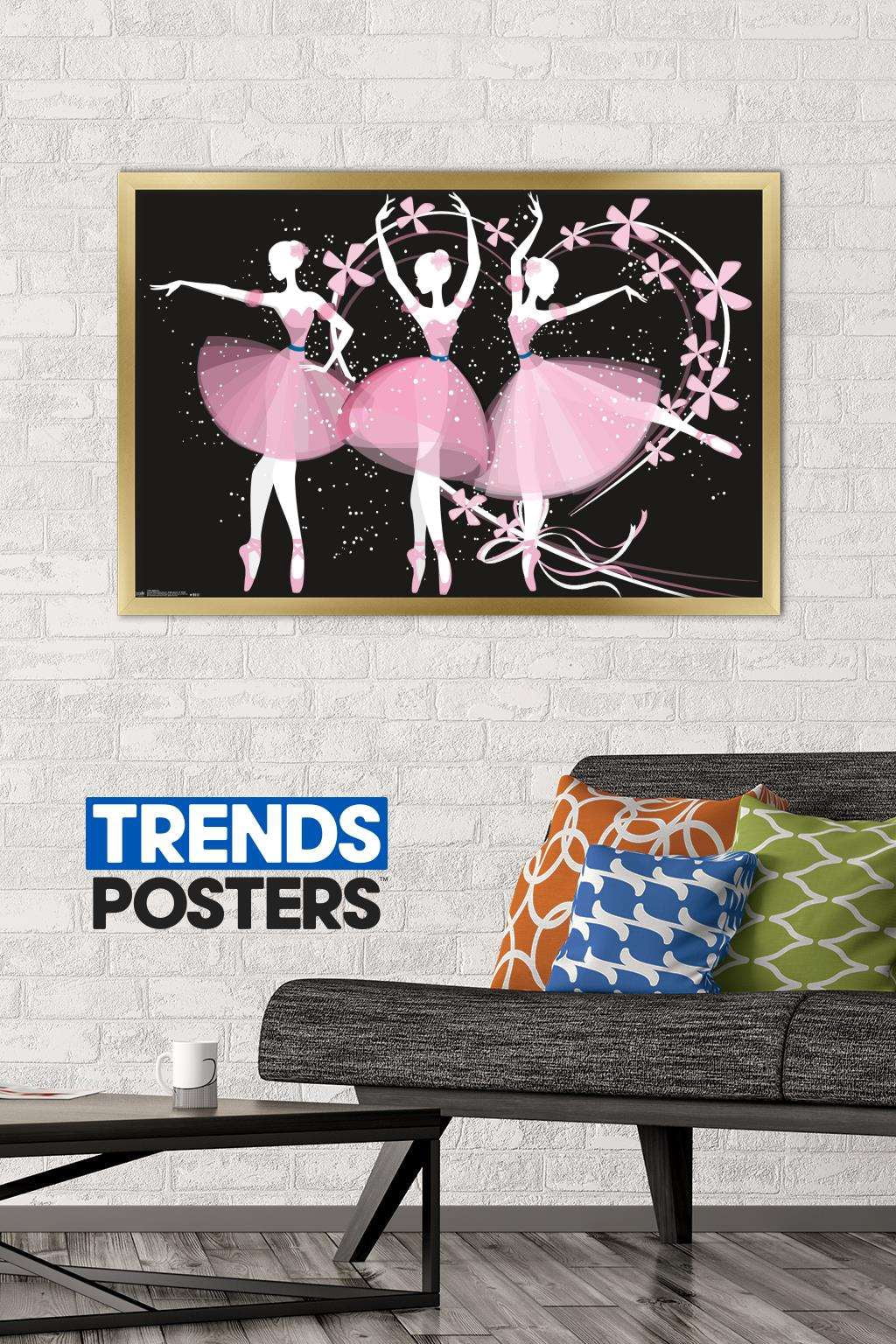 Dancing Ballerinas Wall Poster, 22.375" x 34", Framed