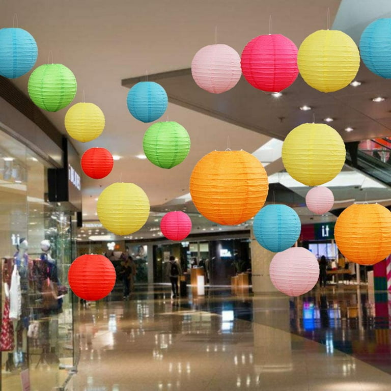 16pcs Colorful Paper Lanterns Multi-Color Chinese/Japanese Hanging Round  Paper Lantern, For Wedding, Birthday, Classroom,Party, Home Decoration( 4/6/