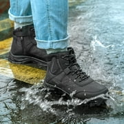 SPIEZ® Mens Steel Toe ESD Work Boots, Anti-Static Waterproof Safety Boots, Non-Slip High Top Lace-Up Shoes with Zipper, Puncture-Resistant, for Industrial & Construction Use, Black, Size 9