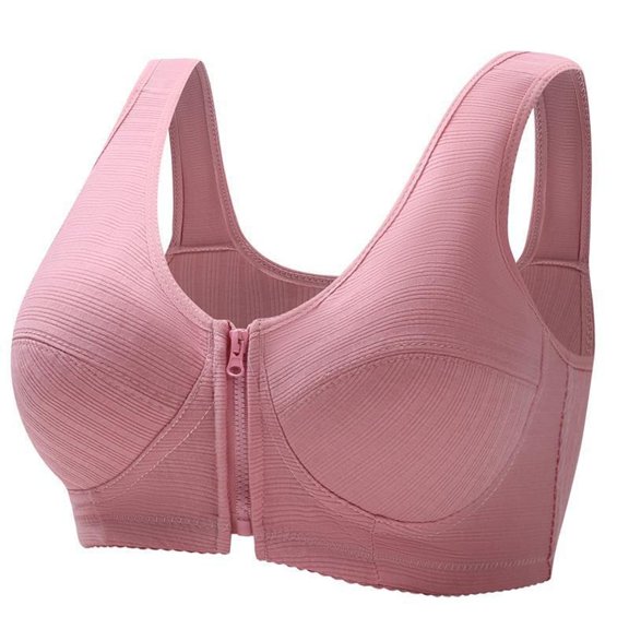 Wensltd Women's Front Zipper Closure Bras Solid Color Lifting Push-Up Seamless Bra Daily Wear All-Season Multicolor