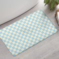 thumbnail image 2 of Light Blue and Cream Checkered Pattern Bathroom Rugs Mat,Non Slip Microfiber Bathroom Rug,Rubber Backing,Soft Bathroom Mats for Bathroom Floor,Tub and Shower,17x30in(43x75cm), 2 of 5