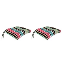 Jordan Manufacturing 18" x 17" Mercer Citrus Multicolor Stripe Rectangular Tufted Outdoor Wicker Seat Cushion with Ties (2 Pack)