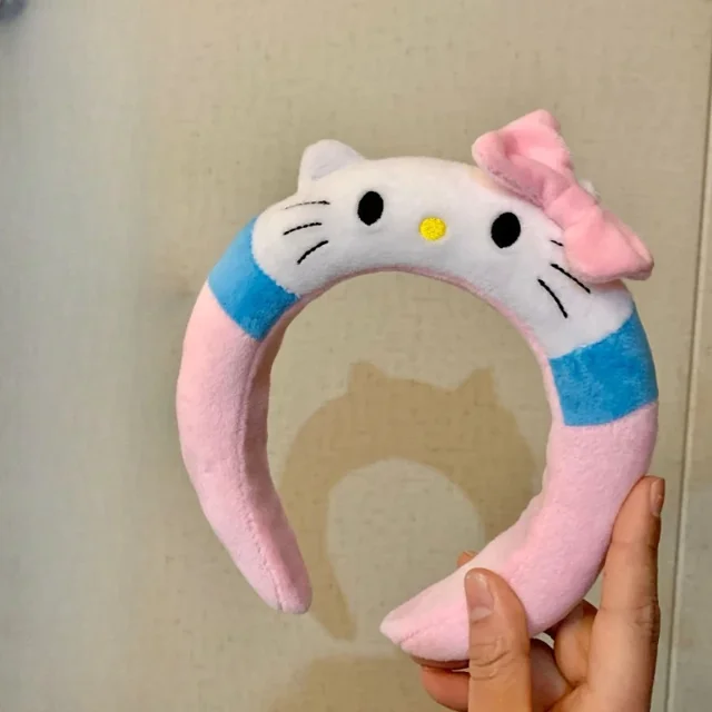 Sanrio-Diadema de Hello Kitty para niña, accesorios para el cabello de felpa, dibujos animados, Kuromi, My Melody, Cinnamoroll, regalo