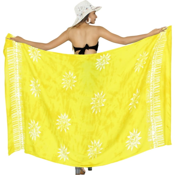 HAPPY BAY Women's Beachwear Summer Bikini Wraps Beach Wrap Swimwear Coverups Sarong Swim Cover up Skirt Bathing suit Swimsuit Pareo for Women One Size Gold, Sun