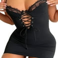 thumbnail image 4 of Robe Moulante Mini pour Femmes avec Bretelles Spaghetti Croisée devant Noué, 4 of 9