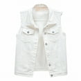 thumbnail image 3 of Womens Distressed Denim Vest Sleeveless Slim Fit Spring Summer Layering Jacket, 3 of 5