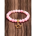 thumbnail image 5 of ELYA Jewelry Women's Star Charm Pink Jade Stone Bead Stretch Bracelet (8mm Wide), 5 of 5