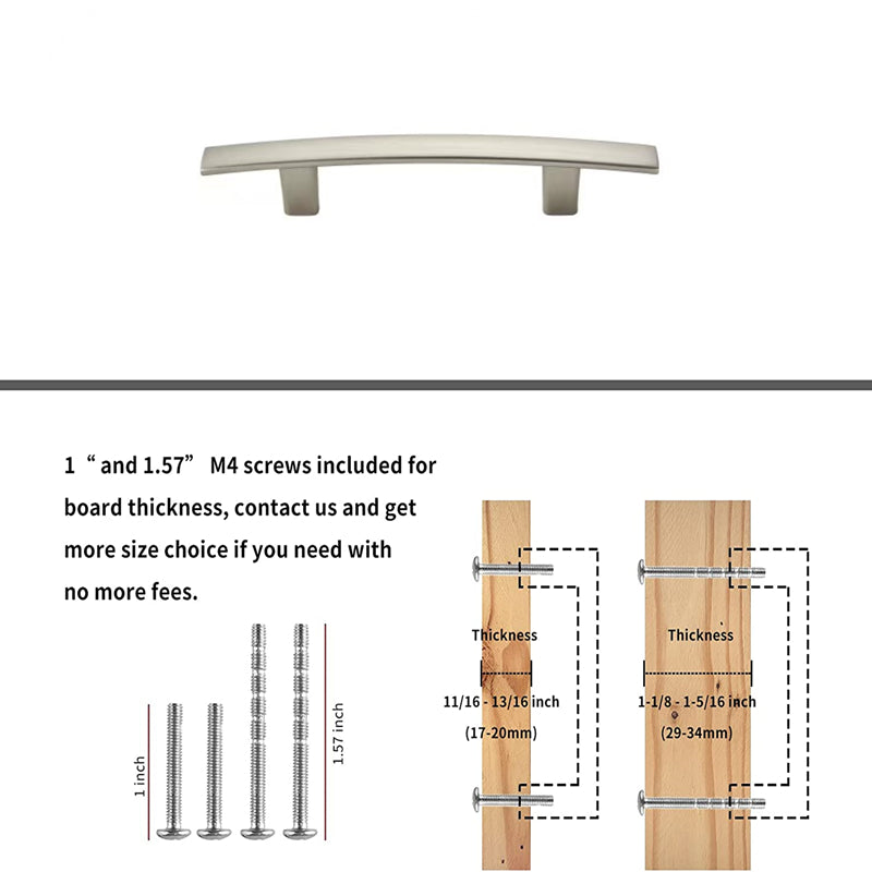 Fitviso 10 Pack 3 Inch(76mm) Hole Center Brushed Nickel Arch Cabinet Pulls Kitchen Cabinet Handles for Bedroom Cupboard