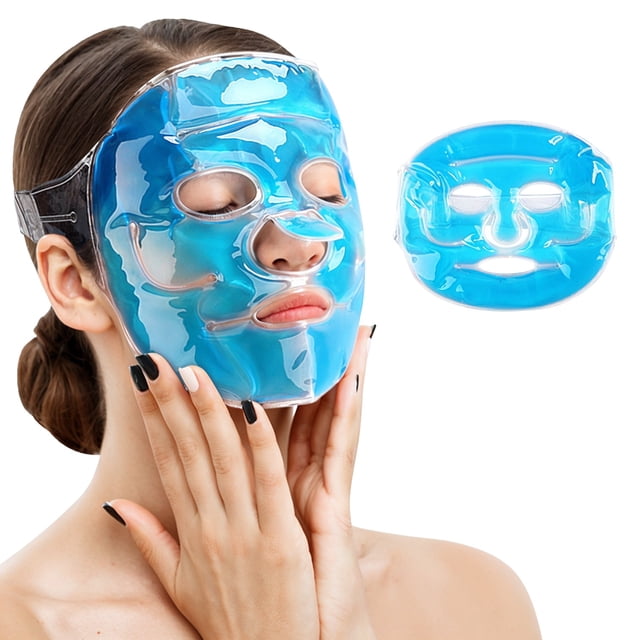 Mascarilla de Gel Frío y Calor para Ojos y Cara | Reutilizable, Suave y Ajustable | Alivio para Migrañas, Ojos Hinchados, Estrés y Dolor | Color Azul