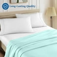 thumbnail image 4 of Twin Flat Sheet Only, 1 Piece, 800 Thread Count, 100% Egyptian Cotton, Sateen Weave, Soft & Breathable, Aqua-Blue Solid, Hotel Quality, 4 of 4