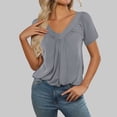 thumbnail image 2 of Daznico Womens Tops - Women's Casual Summer T Shirts Short Sleeve V Neck Tops Tshirts - Shirts for Women,Color:Grey,Size:L, 2 of 8