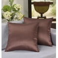 thumbnail image 2 of Aiking Home 20x20 Inches Faux Silk Square Throw Pillow Cover, Zipper Closure, Brown (Set of 2), 2 of 4