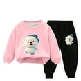 thumbnail image 2 of Hicidod Toddler Tracksuit Set Cute Bear Printed Fleece Lined Sweatsuit Sets Long Sleeve Pullover Sweatshirt Pants 2pcs Outfits, 2 of 3