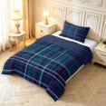 thumbnail image 2 of Manfei Vintage Grid Twin Comforter Sets,Modern Check Bedding Set,Navy Teal,Navy Blue Reversible,2pcs,1 Comforter and 1 Pillowcase,2pcs,1 Comforter and 1 Pillowcase, 2 of 7