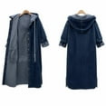 thumbnail image 6 of CFLVAEK Long Denim Jackets for Women Plus Size Button Down Jean Jacket with Hood Fall Winter Long Sleeve Coat Outwear Blue XXXXL, 6 of 8