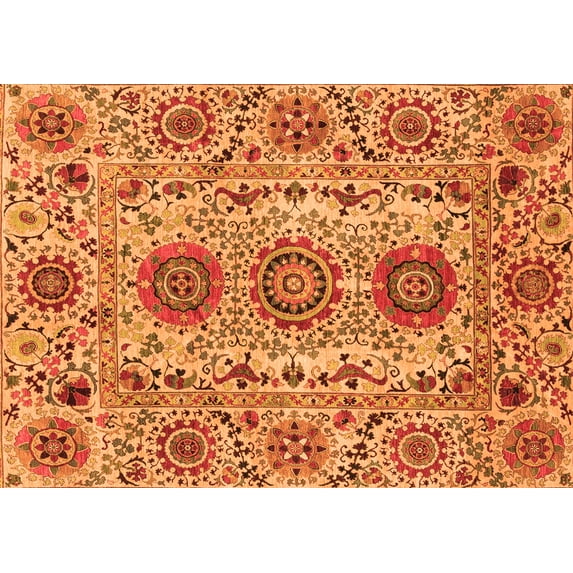 Ahgly Company Indoor Rectangle Abstract Orange Modern Area Rugs, 3' x 5'