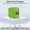 thumbnail image 3 of USB Wall Charger,Type C Charger with 2 Pack Type C Charging Cable Cord 6FT USB C Cable Phone Cables,2.4A Dual Port Phone Charger Android Charger Block USB Plug Adapter USB Charging Block,Green, 3 of 8