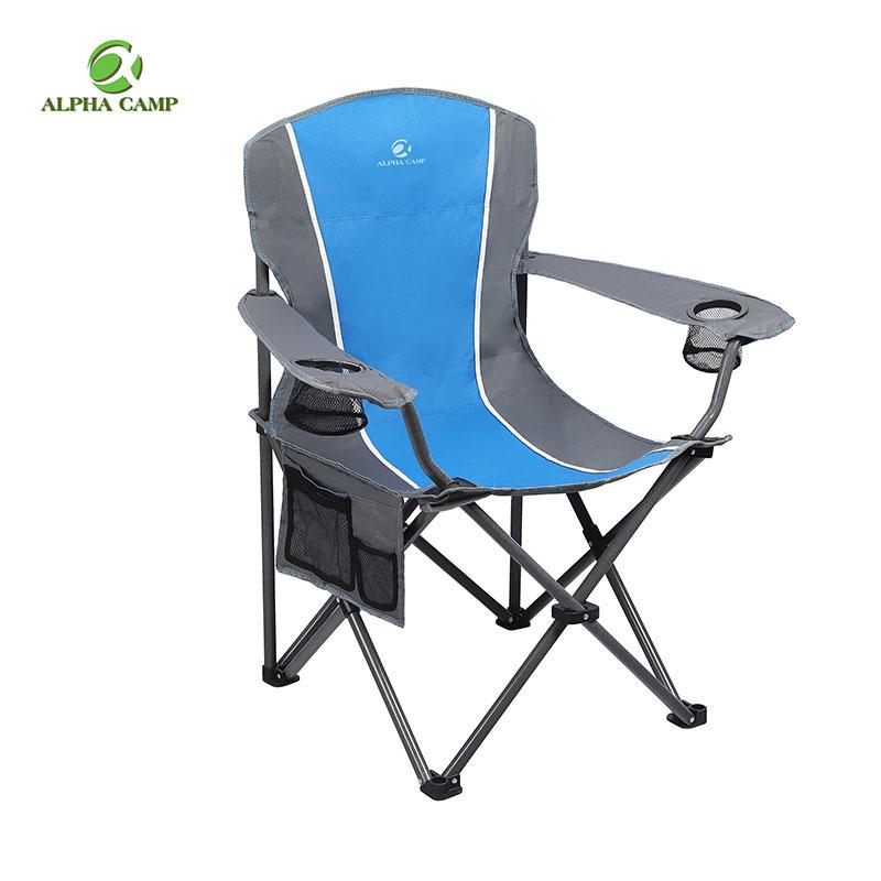 Alpha Camp Oversized Folding Arm Camping Chair Blue Grey