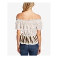 thumbnail image 2 of CECE Womens Beige Paisley Short Sleeve Off Shoulder Peplum Top Size: M, 2 of 2