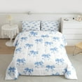 thumbnail image 2 of Feelyou Blue Kawaii Ribbon Queen Comforter Set, Cartoon Stars Print Bedding Sets, Teens Boys Girls Kids Reversible Bedding Comforter Set, Breathable Home Decor, 3pcs, 2 of 8