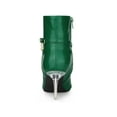 thumbnail image 2 of BLISSFUL STEP Women's Pointed Toe Stiletto Clear Heels Ankle Boots Green 7, 2 of 7