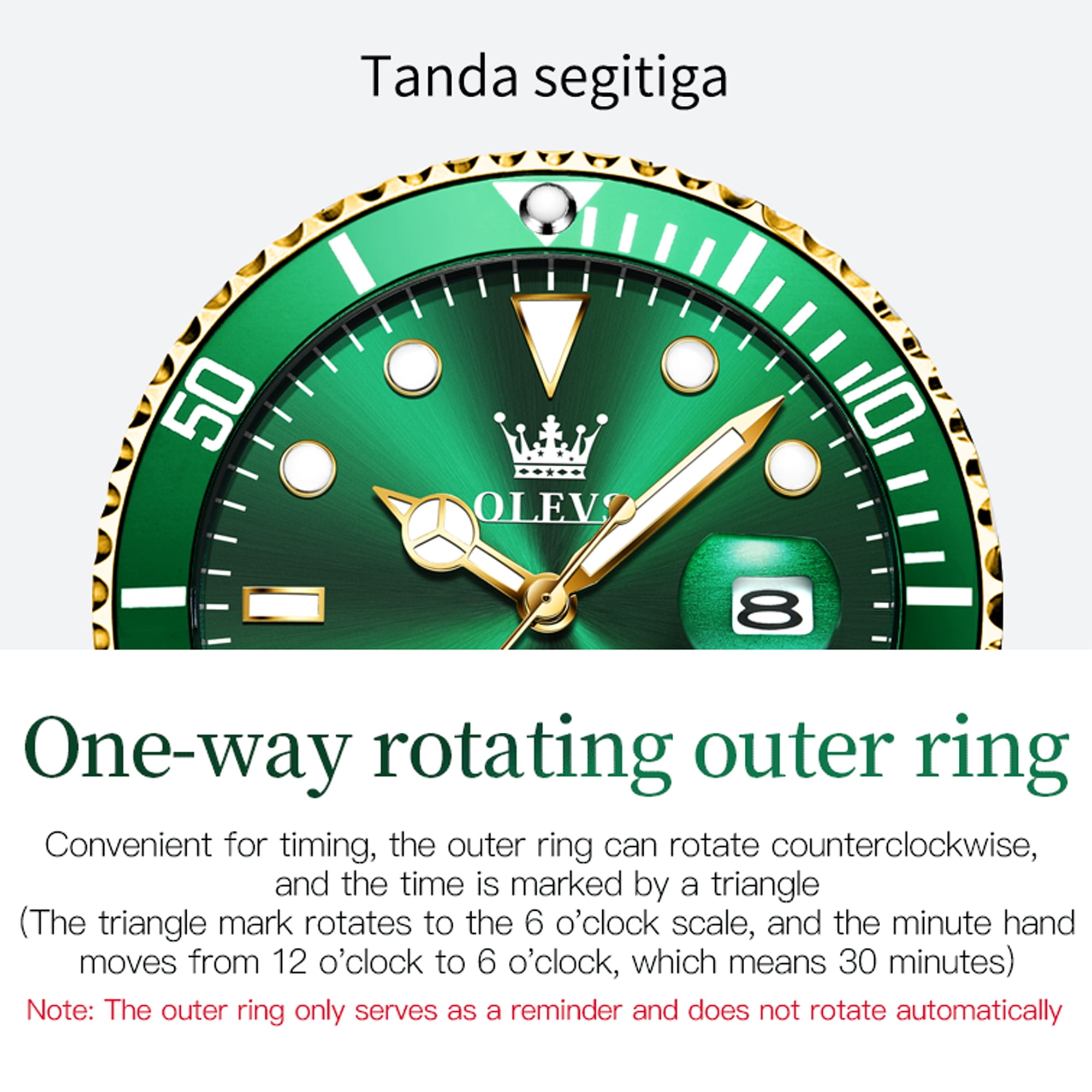 OLEVS Watches for Men Luxury Classic Dress Analog Quartz Fashion Two Tone Gold Plated Stainless Steel Date Waterproof Luminous Mens Wrist Watches Reloj Para Hombre Green/Black/Blue