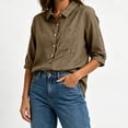 thumbnail image 6 of Dagugfen Cotton Linen Shirts for Women 3/4 Sleeve Button down Collared Neck Lightweight Shirts Business Casual Workwear Tops, 6 of 7