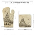 thumbnail image 2 of Eiffel Tower Oven Mitts And Pot Holders Sets of 4 Oven Gloves Set Potholders for Kitchen Cooking Baking Grilling Anti Scald Hot Pads And Heat Resistant, 2 of 6
