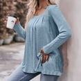 thumbnail image 7 of ClodeEU Womens Square Neck Pleated Tunic Blouse, Fall Long Sleeve T Shirts,Soft Casual Loose Fit Tee Tops Light Blue,Womens Plus XL, 7 of 7