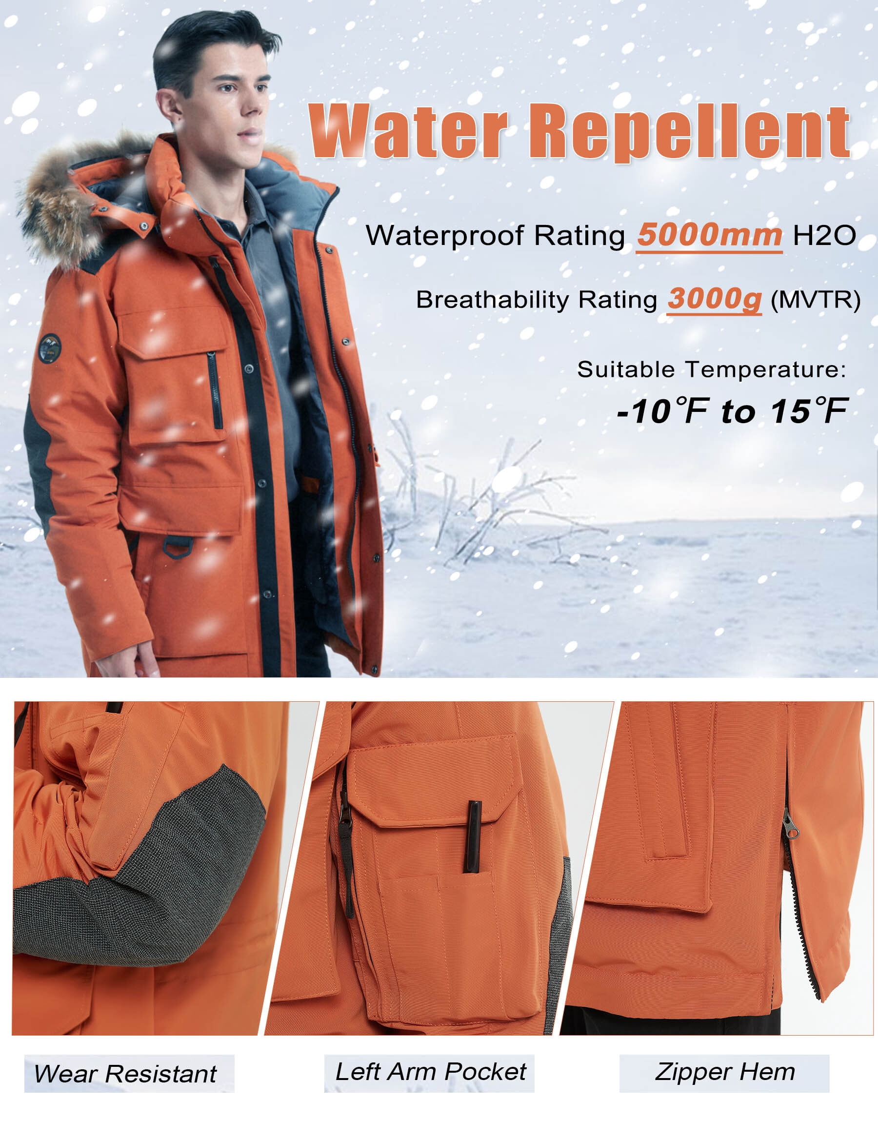 Mens Goose Down Parka Extreme Warm Winter Jacket Martinique | Ubuy