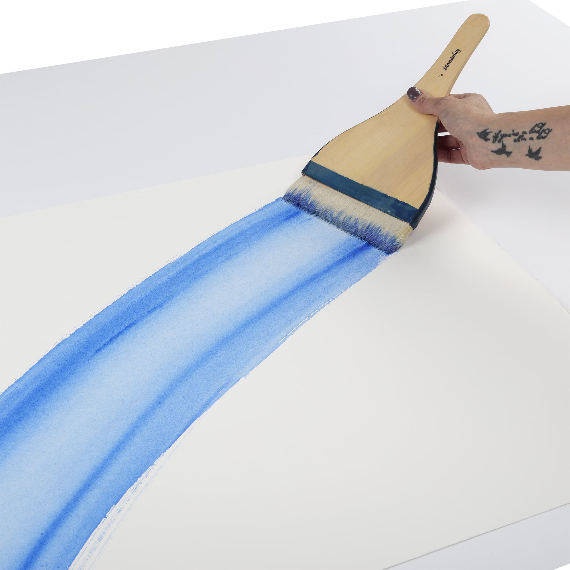 Creative Mark Mandalay Professional Goat Hair Hake Brush - 2" Wide Paint Brush with Paddle Handle for Professional Artists - Soft Natural Bristles Ideal for Sumi-e and Color Washes
