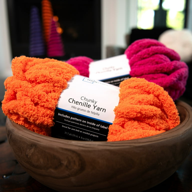 Mainstays Chunky Chenille Yarn, 31.7 yd, Black, 100 Mainstays Chunky Chenille Yarn, 31.7 yd, Black, 100