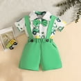 thumbnail image 6 of Infant St. Patrick's Day Cartoon Print 2-Piece Outfit – Short Sleeve Romper & Suspenders Shorts Set (0 to 18 Months), 6 of 7