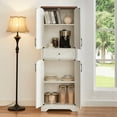 thumbnail image 2 of TV Stand, Media Console, 68" High Combination Sideboard with Large Capacity Storage, Multi-Functional Cabinet for Living Room Bedroom Office, White and Walnut Finish, 2 of 9