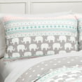thumbnail image 2 of Lush Decor Elephant Stripe Kids Print Reversible Quilt, Full/Queen, Turquoise/Pink, 5-Pc Set, 2 of 8