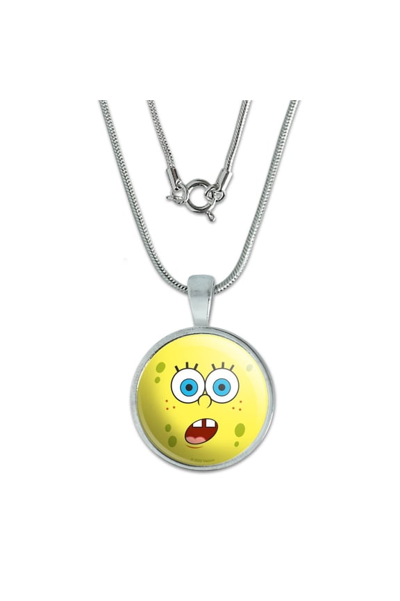 SpongeBob Surprise Face 0.75" Pendant with Sterling Silver Plated Chain