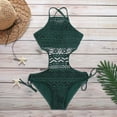 thumbnail image 3 of Wxolcjlv Women's One-Piece Swimsuit High Waisted Knitted Hollow Backless Camisole Bikini Style Swim Suits, 3 of 4