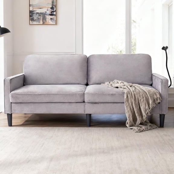 78" Modern Loveseat Sofa, Mid-Century Couch with Removable Cover, Solid Wood Frame, Easy Assembly for Living Room, Office & Small Spaces (Gray)