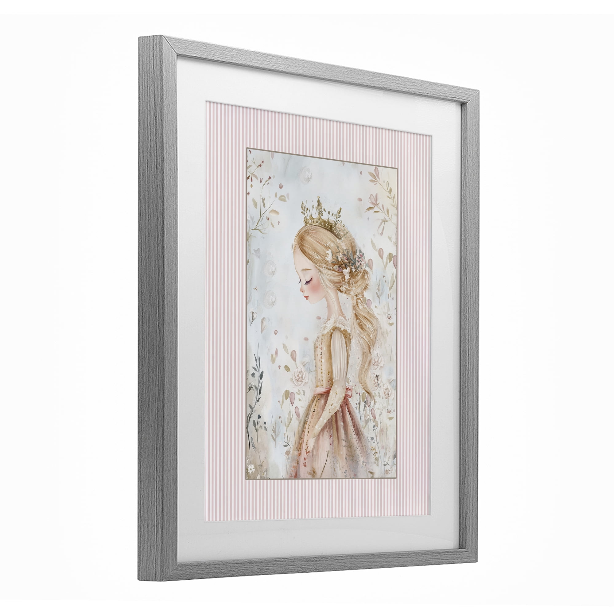 Stupell Industries Enchanted Dreams Princess Gray Framed Print Under Glass, design by Christine Simpson Art
