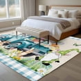 thumbnail image 4 of Non-Slip Rug Pad Rugs Spring Easter Teal Truck Dwarf Stripes Eggs Rectangle Area Rugs 5x7Ft Soft Carpet Pads for Living Room Kids Room, Green Grass Floral, 4 of 9