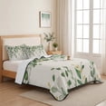thumbnail image 5 of Twin Quilt Set 68''x86'', Sage Green Eucalyptus Lightweight Summer Bedspread Coverlet Set with 2 Pillow Shams, Farmhouse Weeping Leaves Linen Breathable All Season Quilt Bedding for Dorm/Bedroom, 5 of 9
