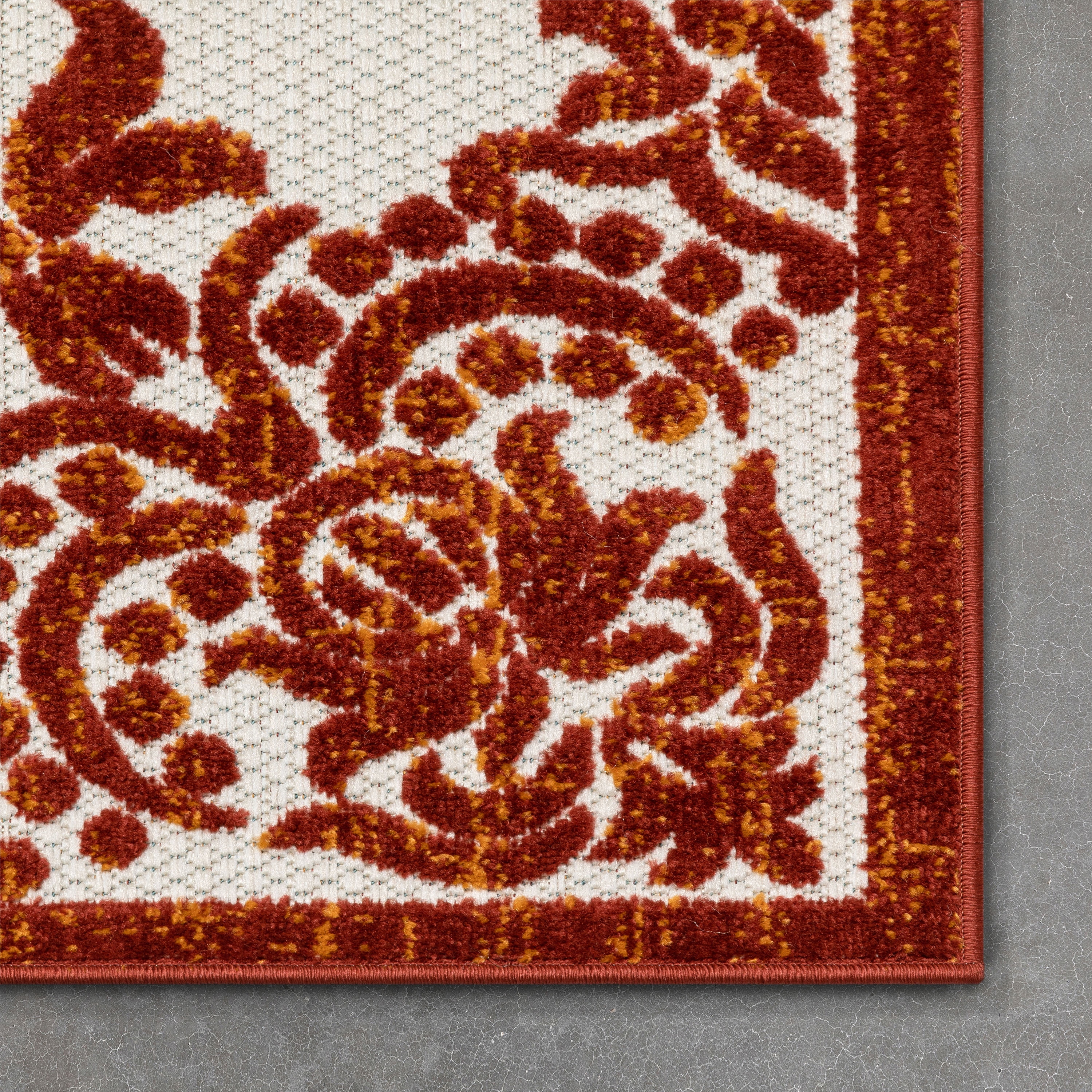 Well Woven Dorado Arid Modern Floral Terracotta Indoor/ Outdoor High-Low Pile 2'7" x 9'10" Runner Rug