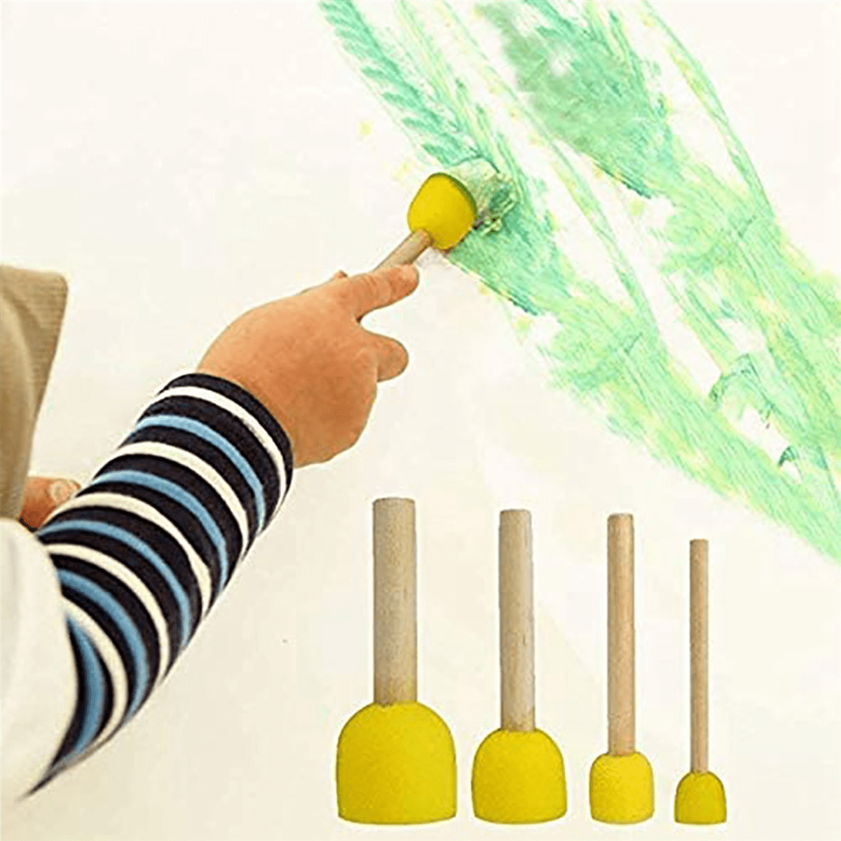 180 Pieces of Round Paint Foam Sponge Brush Set Painting Tools, Brush Set, Suitable for Children Handicrafts