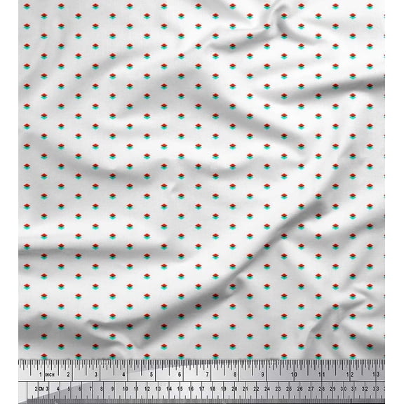Soimoi Poly Georgette Fabric Diamond Shirting Print Fabric by Yard 52 Inch Wide