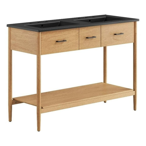 Modway Zaire 48" Double Sink Bathroom Vanity in Natural Black