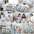 thumbnail image 6 of Blue Yellow Striped Bedding 3 Piece Duvet Cover Set Full Size, Farmhouse Navy Blue Ombre Stripes Soft Microfiber Comforter Cover with Zipper Closure & Pillowcases, Wrinkle & FadeResistant Quilt Cover, 6 of 9