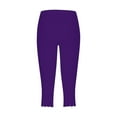thumbnail image 5 of Jzuxvd Womens High Waist Basic Solid Cotton Soft Capri Leggings Purple M, 5 of 5