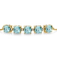 thumbnail image 2 of 18K Yellow Gold Plated Silver Sky Blue Topaz and White Lab Grown Diamond Tennis Bracelet for Women (5.56 Cttw, Cushion Checkerboard 6MM, Gemstone Birthstone, Fully Adjustable up to 9 inch), 2 of 4