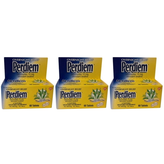 Perdiem Sennosides Stimulant Laxative, Overnight Relief - 60 Ea, 3 Pack